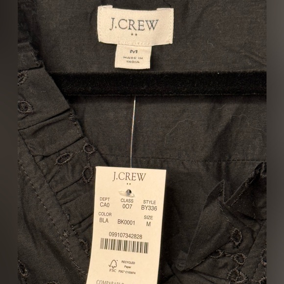 J. Crew Factory Sleeveless Ruffle Eyelet Top - Black, Size Medium (NWT) - Picture 3 of 5